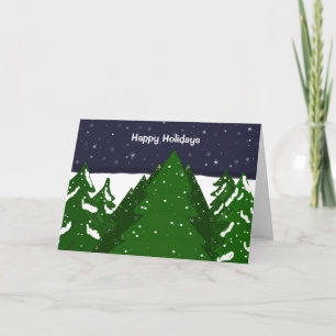 Forest of Snowy Trees on a Winter Night Holiday Card