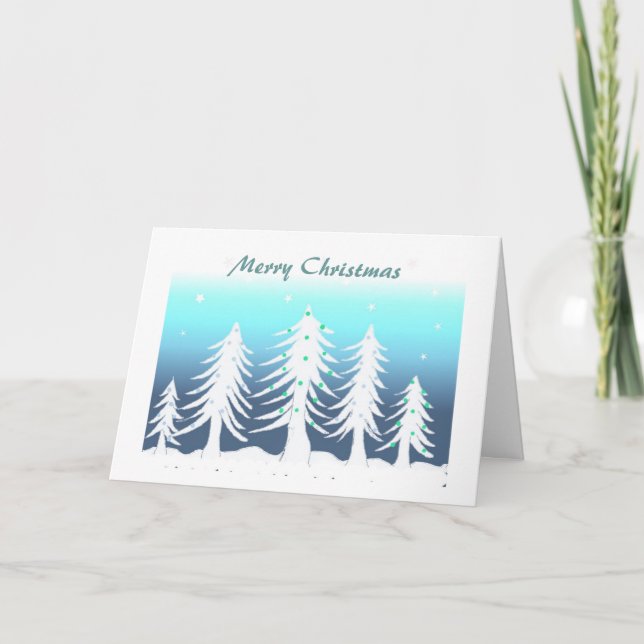 Forest of White Christmas Trees Holiday Card (Front)