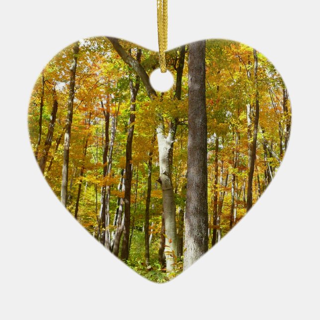 Forest of Yellow Leaves Autumn Landscape Ceramic Tree Decoration (Front)