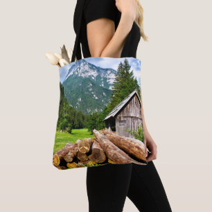 Forest on Mountainside Lumberjack Camp Tote Bag