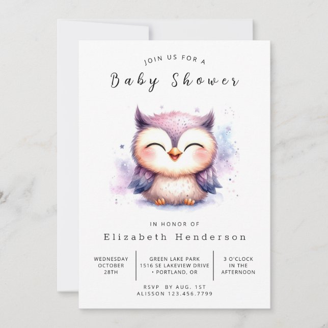 Forest Online Owl Baby Shower Invitation (Front)
