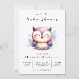 Forest Online Owl Baby Shower Invitation