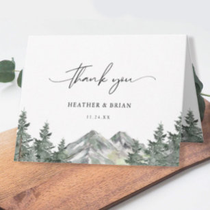 Forest Outdoor Mountain Theme Wedding Thank You Card