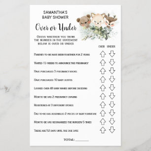 Forest Over or under baby shower bilingual card