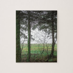 Forest overlooking clearing in the fog jigsaw puzzle