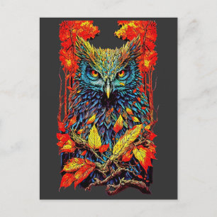 Forest Owl Illustration T-Shirt Hoodie Throw Pillo Postcard
