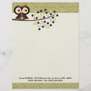Forest Owl Woodland Hoot Letterhead Stationery