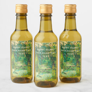 Forest painting watercolor wine label
