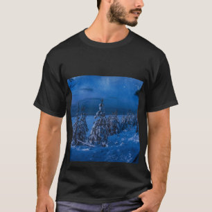 Forest path at winter night T-Shirt
