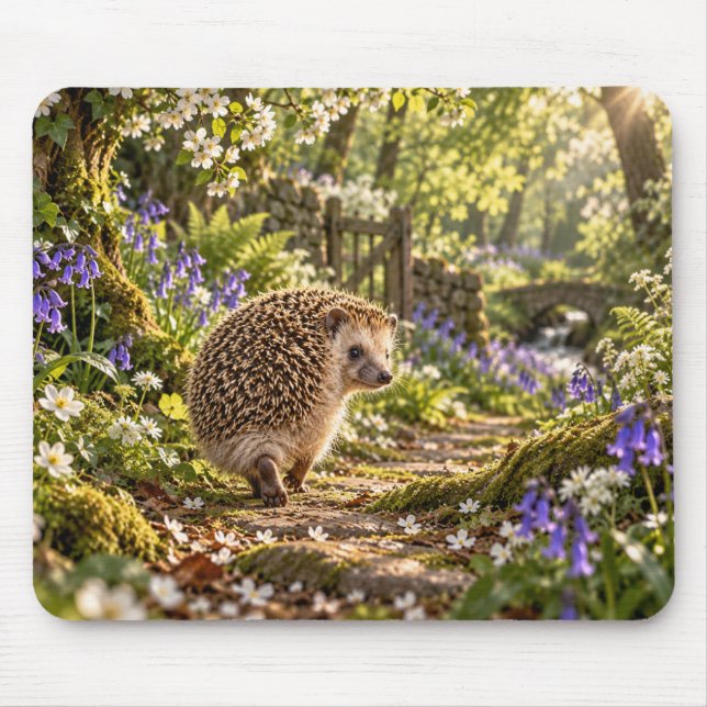 Forest Path Hedgehog Design Mouse Mat (Front)