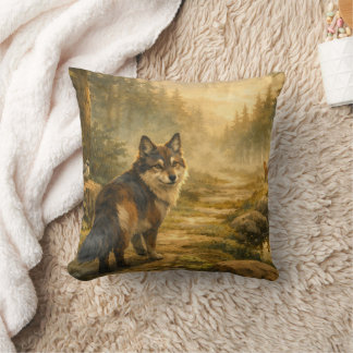 Forest Path & Misty Lake Wolf Dual‑Scene Design Cushion