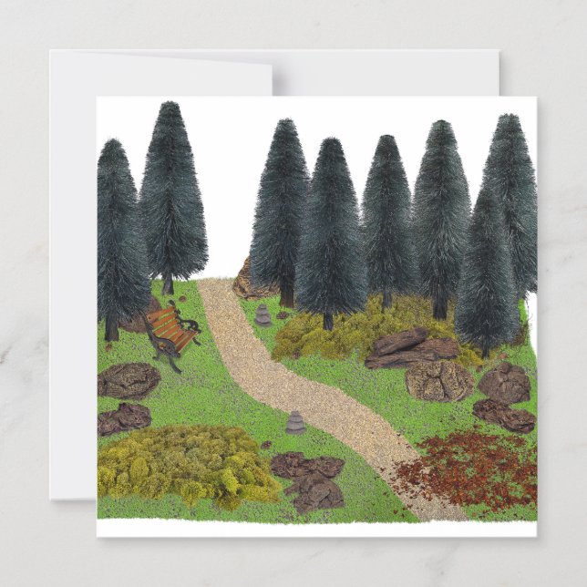 Forest Path through the Park Magnetic Invitation (Front)