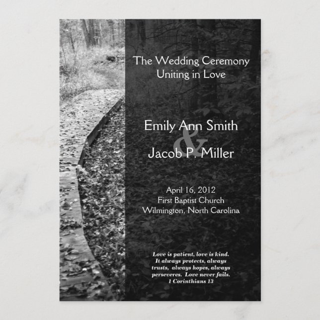 Forest Path Wedding Program Programme (Front)