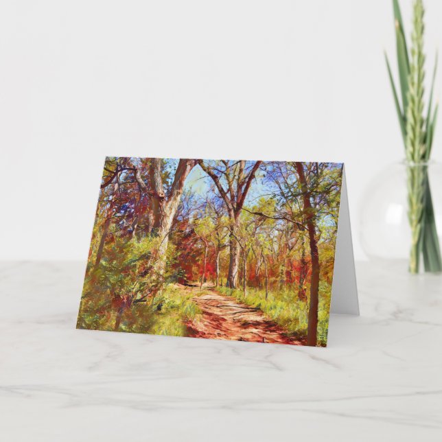 Forest Path Woods Art Note Card (Front)