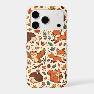 Forest Pattern Fox Owl Hedgehog iPhone 17 Case