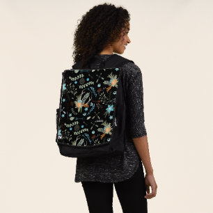 Forest Peach Pink Coral Green Antler Arrow Pattern Backpack