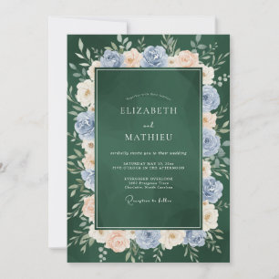 Forest Periwinkle Wreath Wedding Invitation