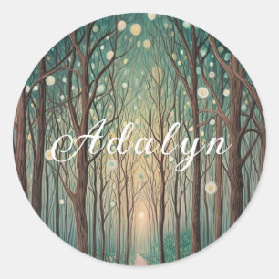 Forest Phantoms: Floating Lights in the Night Wood Classic Round Sticker