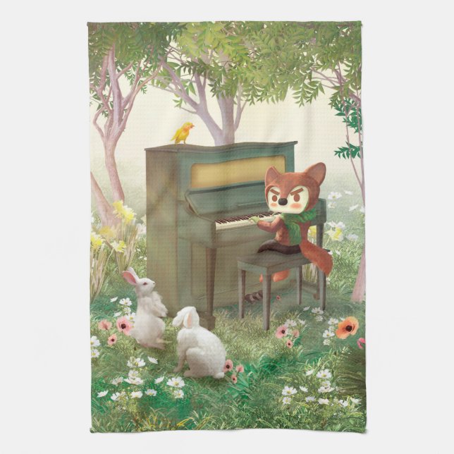 Forest Piano Concert Tea Towel (Vertical)