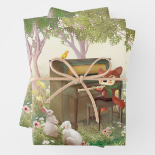 Forest Piano Concert Wrapping Paper Sheet