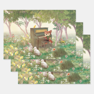Forest Piano Concert Wrapping Paper Sheet