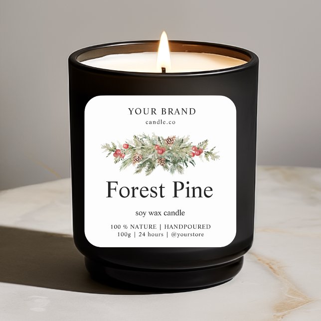Forest Pine Christmas Candle Square Sticker (Creator Uploaded)