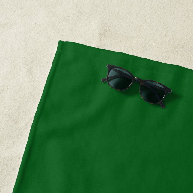 Forest Pine Green Solid Colour Beach Towel (In Situ)