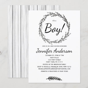 Forest Pine Rustic Country Boy Baby Shower Invitation