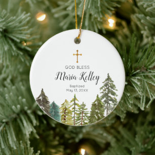 Forest Pine Tree Baptism Ornament