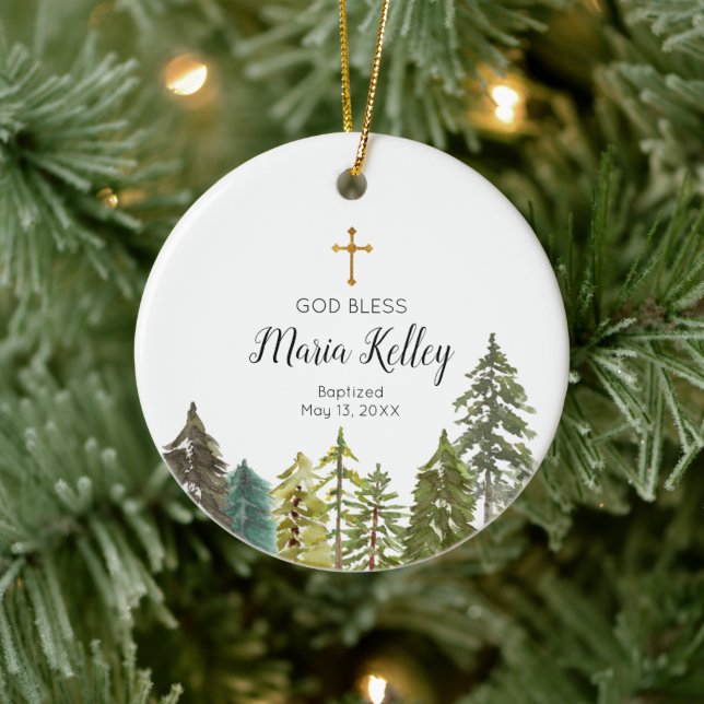 Forest Pine Tree Baptism Ornament (Tree)
