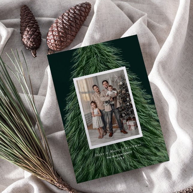 Forest Pine Tree Christmas Holiday Photo Card (Creator Uploaded)