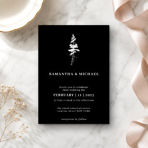 Forest Pine Tree Indie Rustic Black Invitation