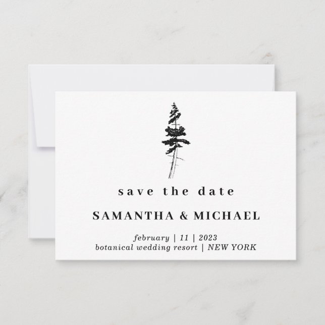 Forest Pine tree Indie Rustic Save the date Invitation (Front)