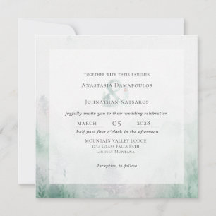 Forest Pine Tree Rustic Watercolor  Invitation