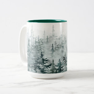 Forest pine tree Two-Tone coffee mug