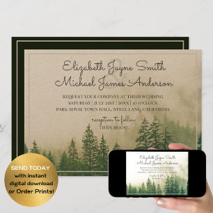 Forest Pine Trees Mountains Wedding Invitations