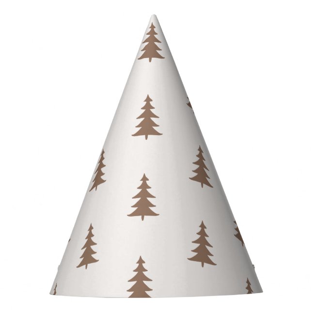 Forest pine trees pattern Happy Camper Birthday Party Hat (Front)