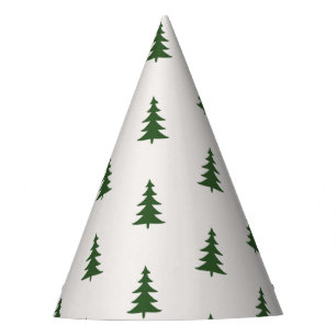 Forest pine trees pattern Happy Camper Birthday Party Hat