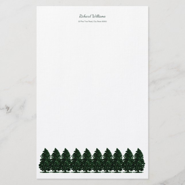 Forest Pine Trees Stationery (Front)