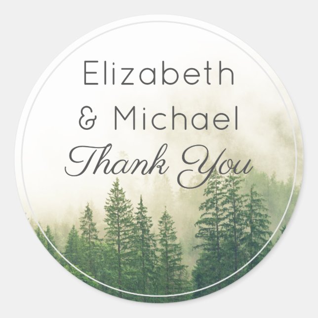 Forest Pine Trees Thank You Favour Stickers (Front)