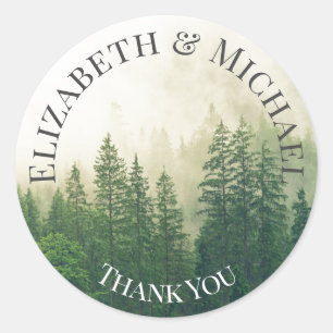 Forest Pine Trees Thank You Favour Stickers