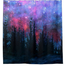 Forest Pines - Starry Sky Shower Curtain