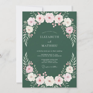 Forest Pink Flower Eucalyptus Wedding Invitation