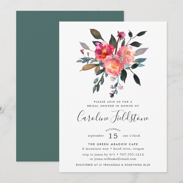 Forest Posy Bridal Shower Invitation (Front/Back)