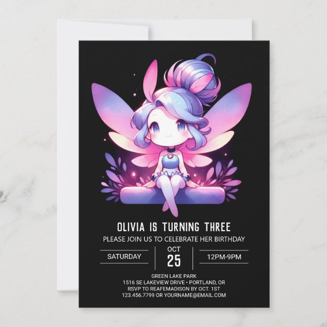 Forest Printable Fairy Birthday Invitation (Front)