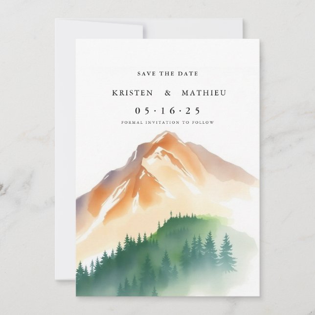 Forest Printable Mountain Save The Date (Front)