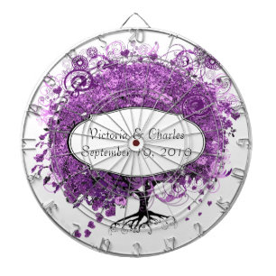 Forest Purple Heart Leaf Tree Wedding Dartboard