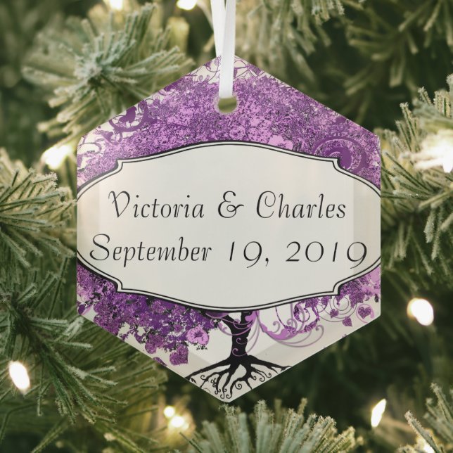 Forest Purple Heart Leaf Tree Wedding Glass Tree Decoration (Insitu)