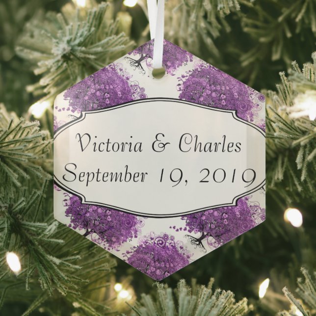 Forest Purple Heart Leaf Tree Wedding Glass Tree Decoration (Insitu)