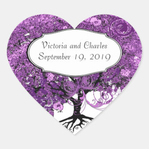 Forest Purple Heart Leaf Tree Wedding Heart Sticker